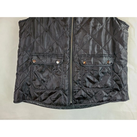 Thyme and Honey Women's (M) Black Quilted & Gray Fleece Reversible Full Zip Vest - Picture 4 of 12